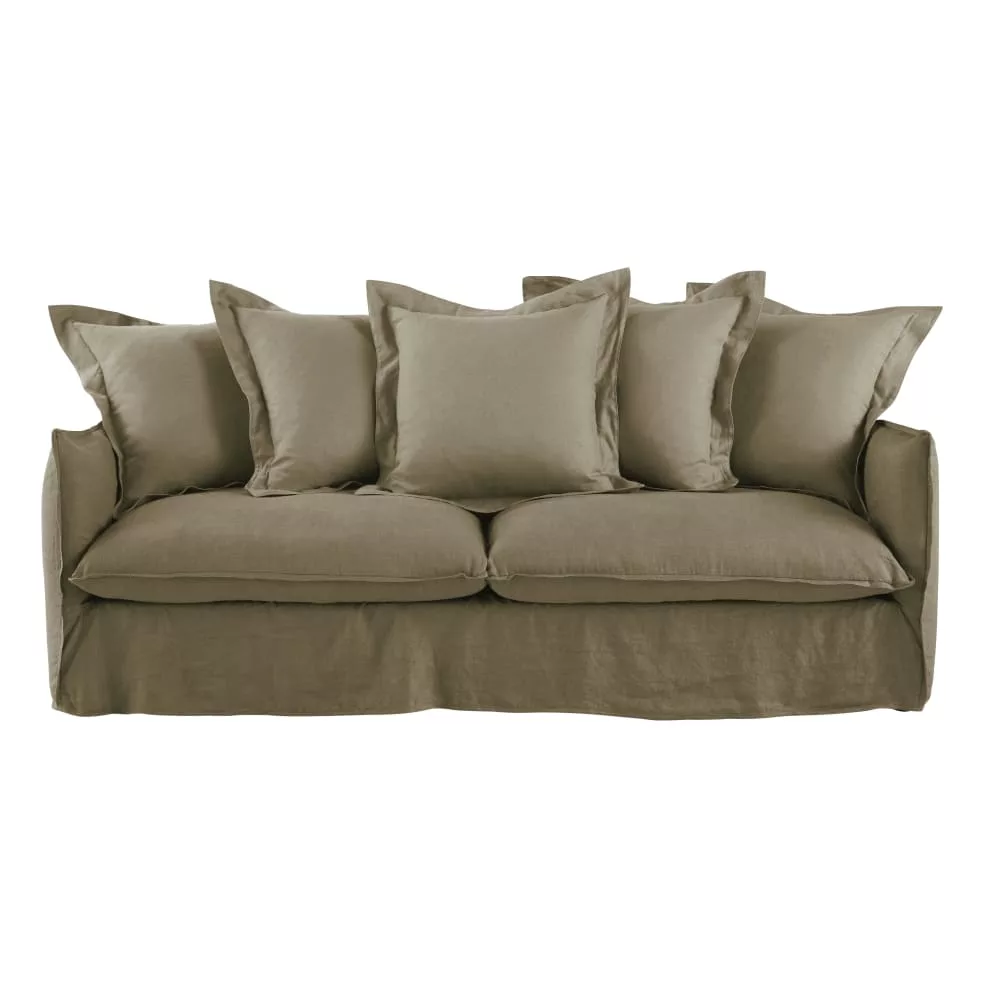 Canapé convertible 3/4 places en lin matelas 6 cm