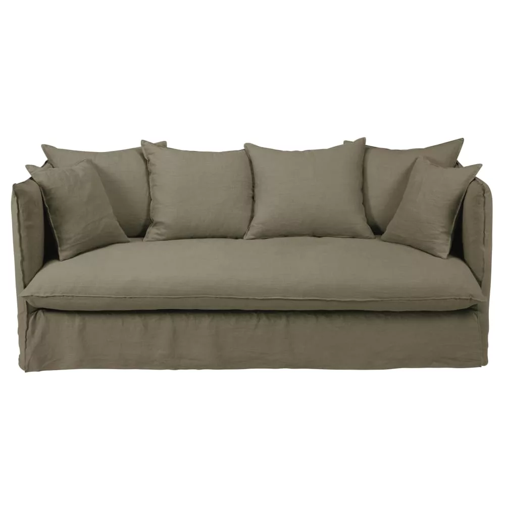 Canapé convertible 3/4 places en lin matelas 10 cm