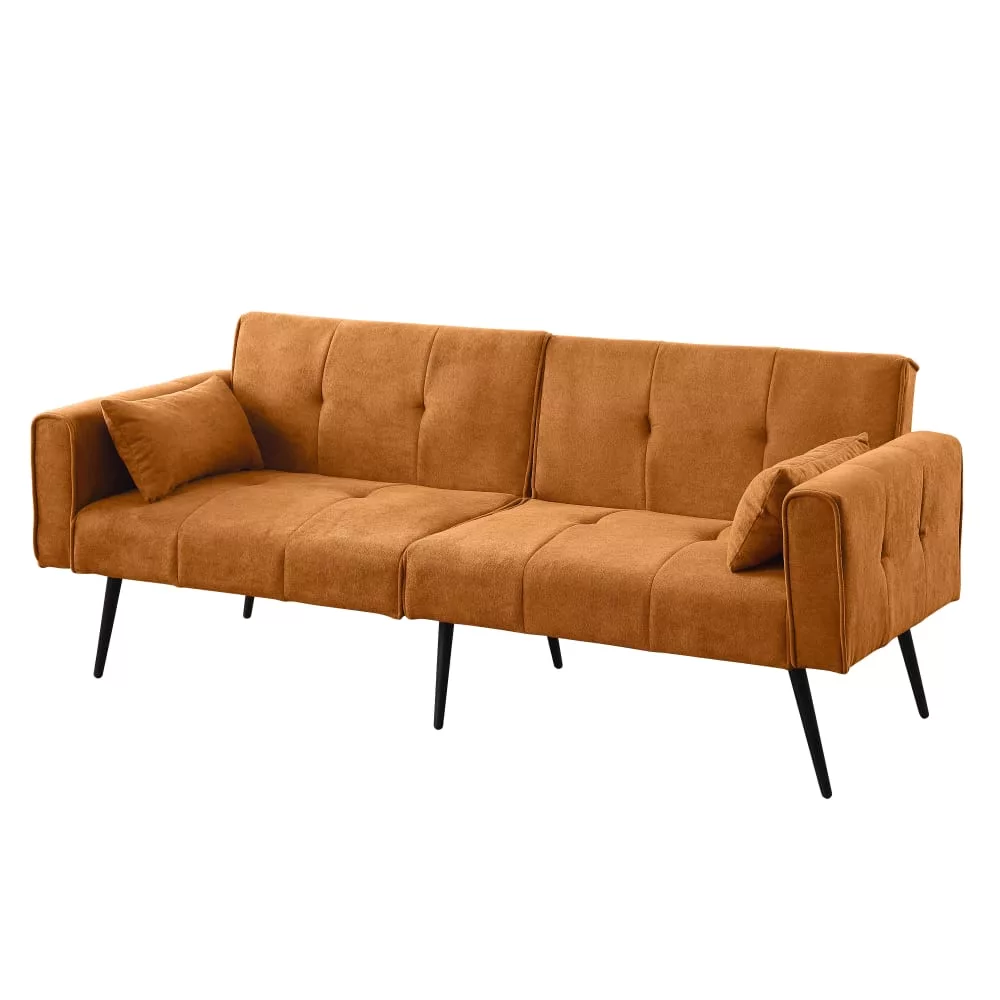 Canapé convertible 3 places en tissu avec pieds noirs