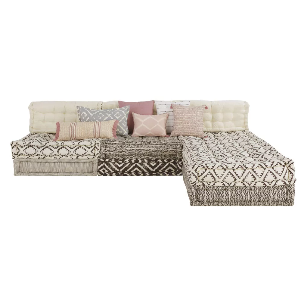 Banquette d'angle 4/5 places en coton
