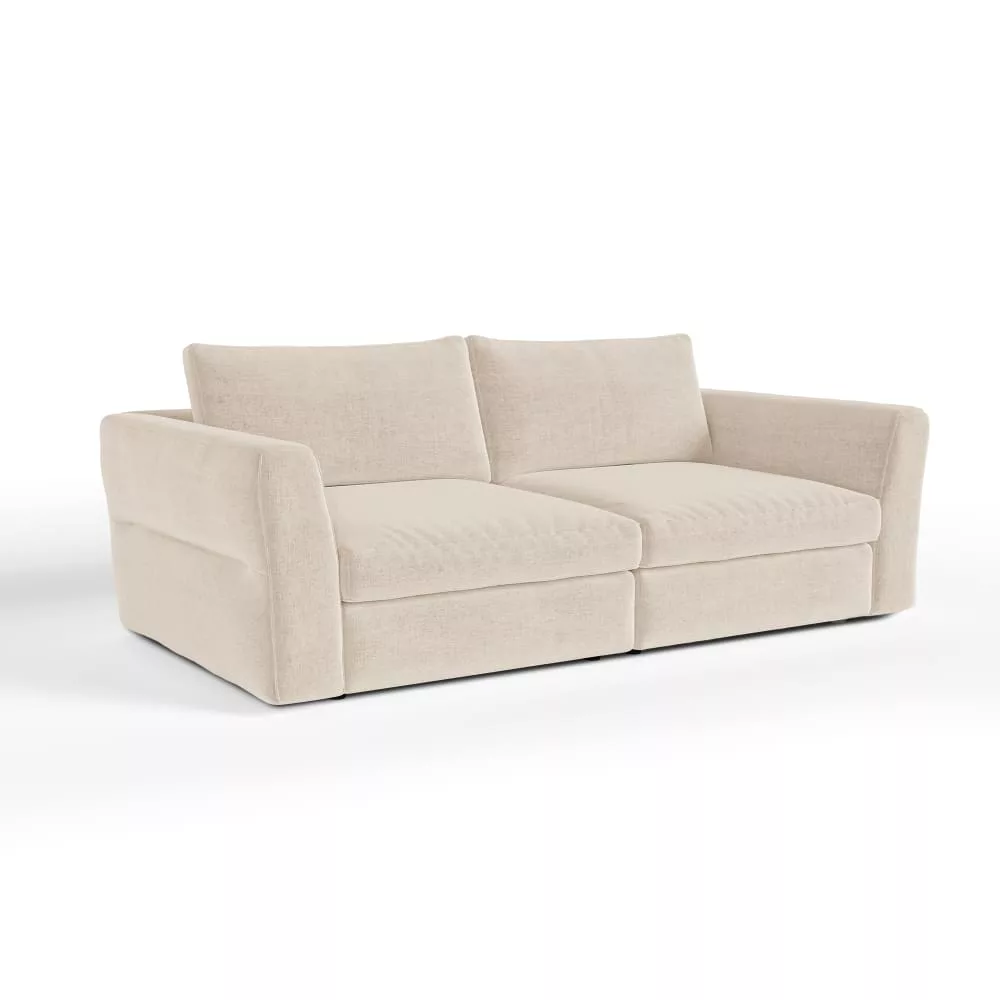 Canapé modulable 3 places en tissu tramé toucher doux