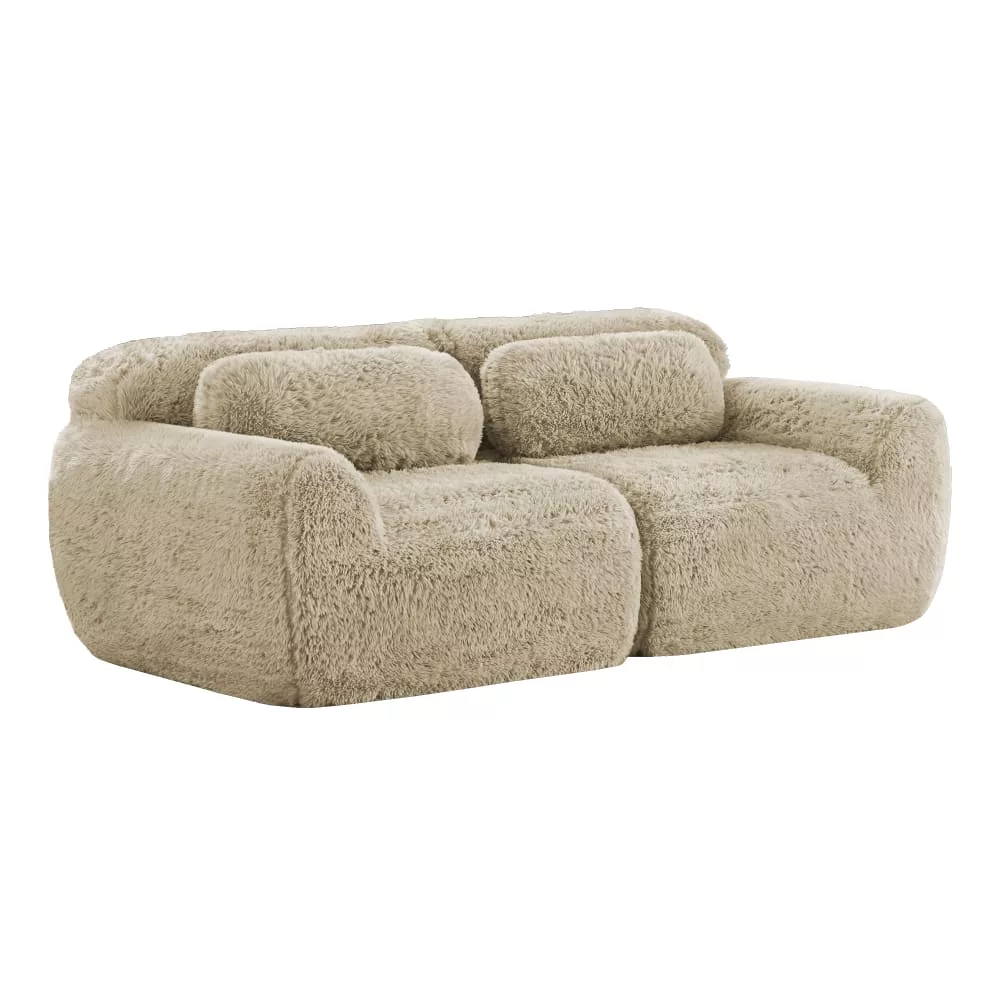 Canapé 2 places modulable en tissu peluche