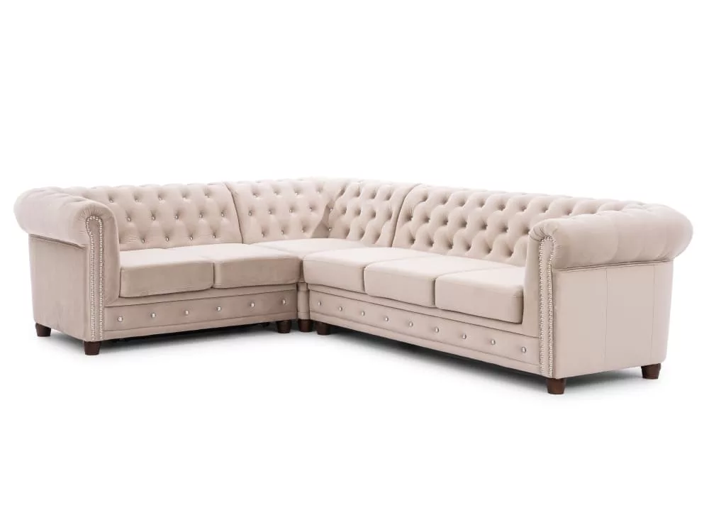 Canapé Chesterfield d’angle avec fonction lit en velours