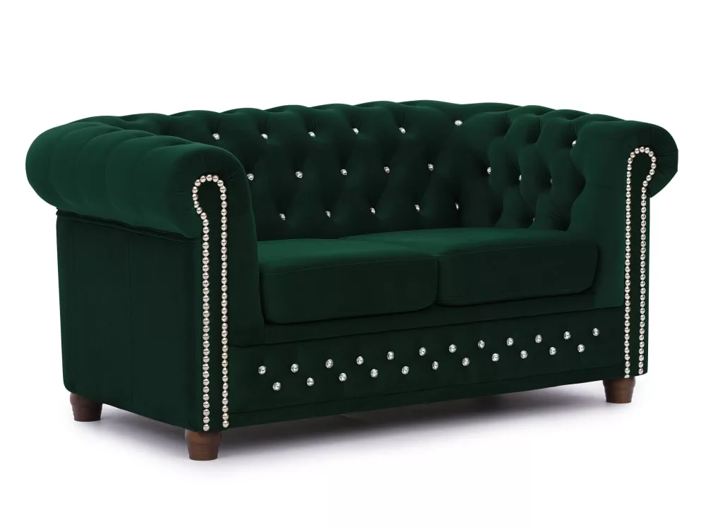 Canapé 2 places Chesterfield en velours bouteille