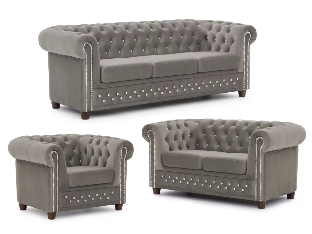 Ensemble de canapé Chesterfield 3+2+1 en velours