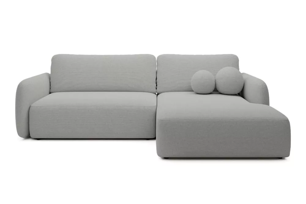 Canapé d'angle convertible tissu bouclette 4 places clairdroit