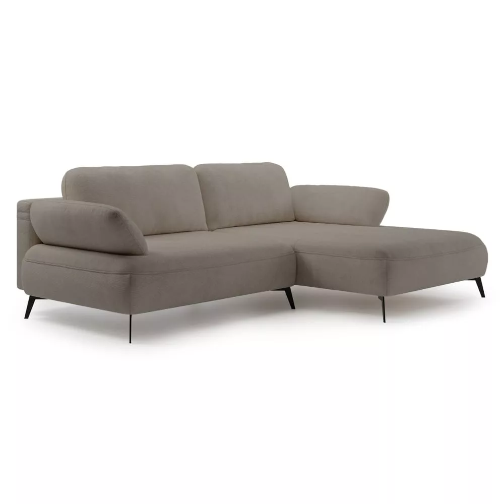 Canapé d’angle convertible en tissu chenille, côté moka