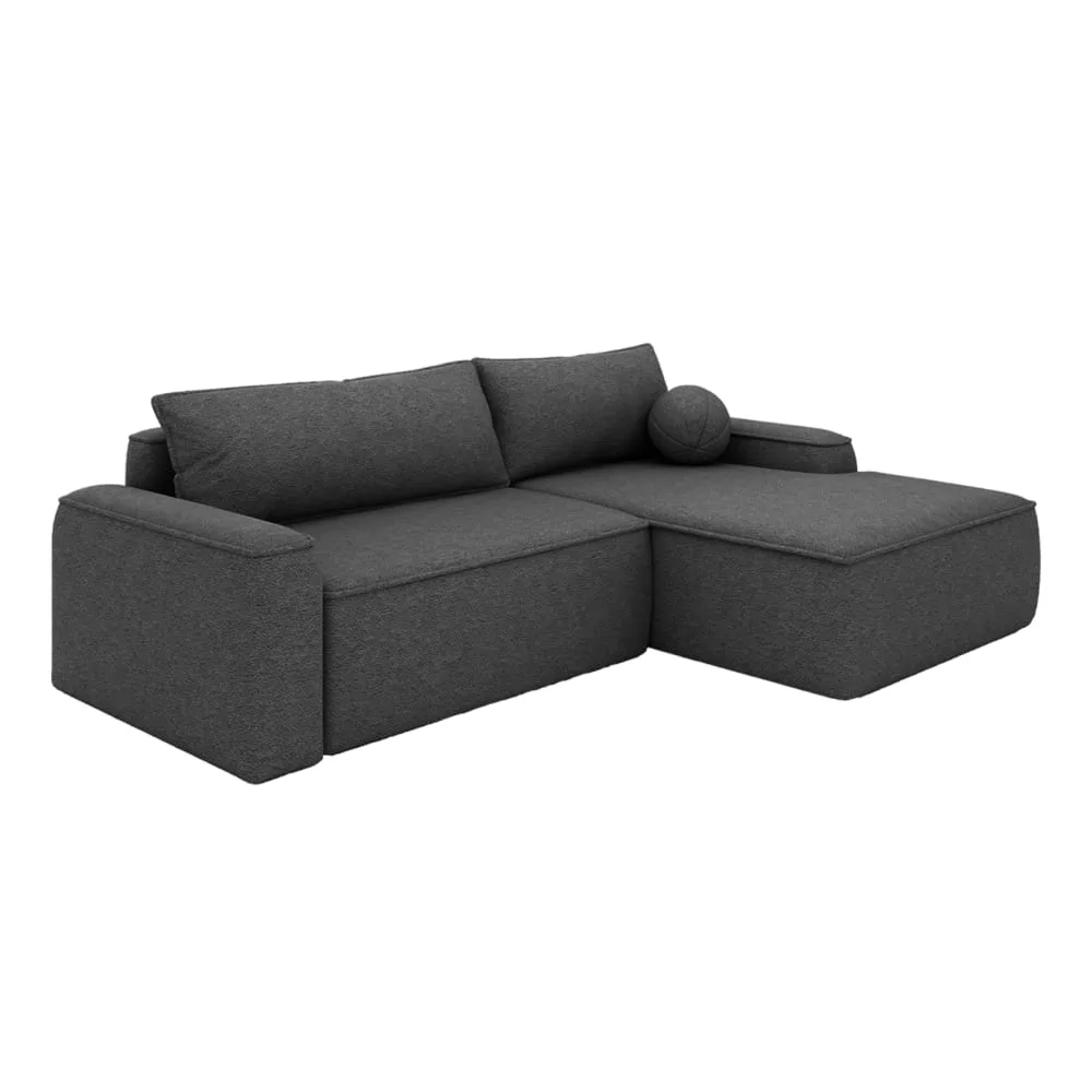 Canapé d'angle en tissu bouclé 2 places, graphite
