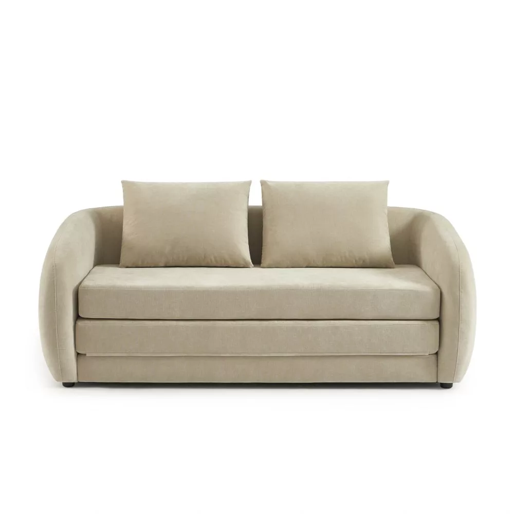 Canapé convertible tissu chenille 2 places grège