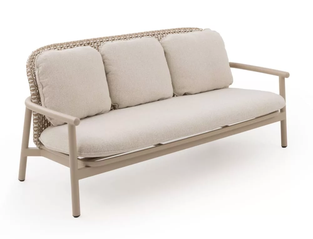 Canapé en aluminium et fibre synthétique bicolore avec coussins