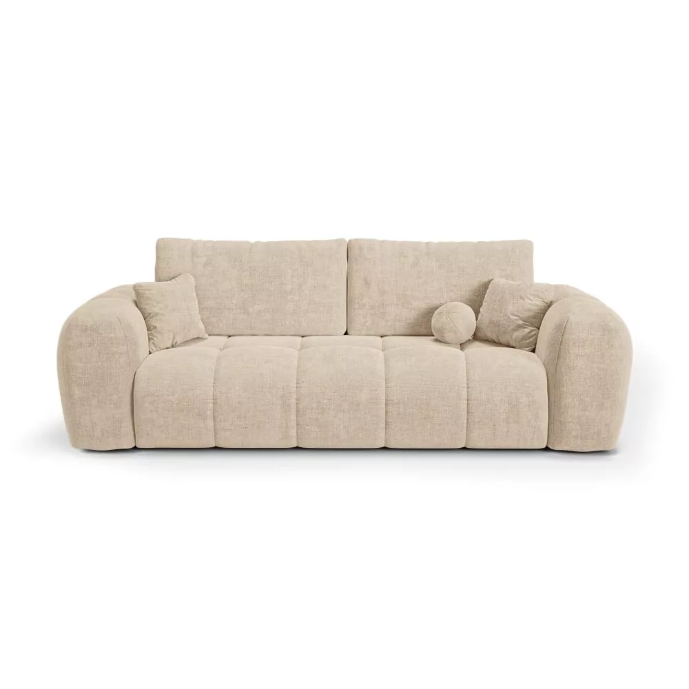 Canapé convertible avec coffre 4 places en tissu tramé