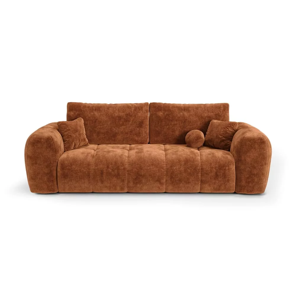Canapé convertible avec coffre 4 places en velours gaufré