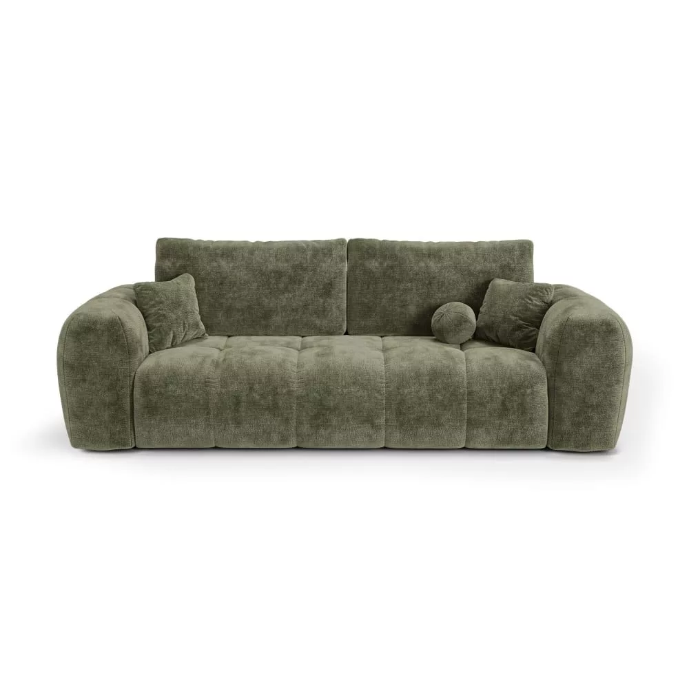 Canapé convertible avec coffre 4 places en velours gaufré vintage