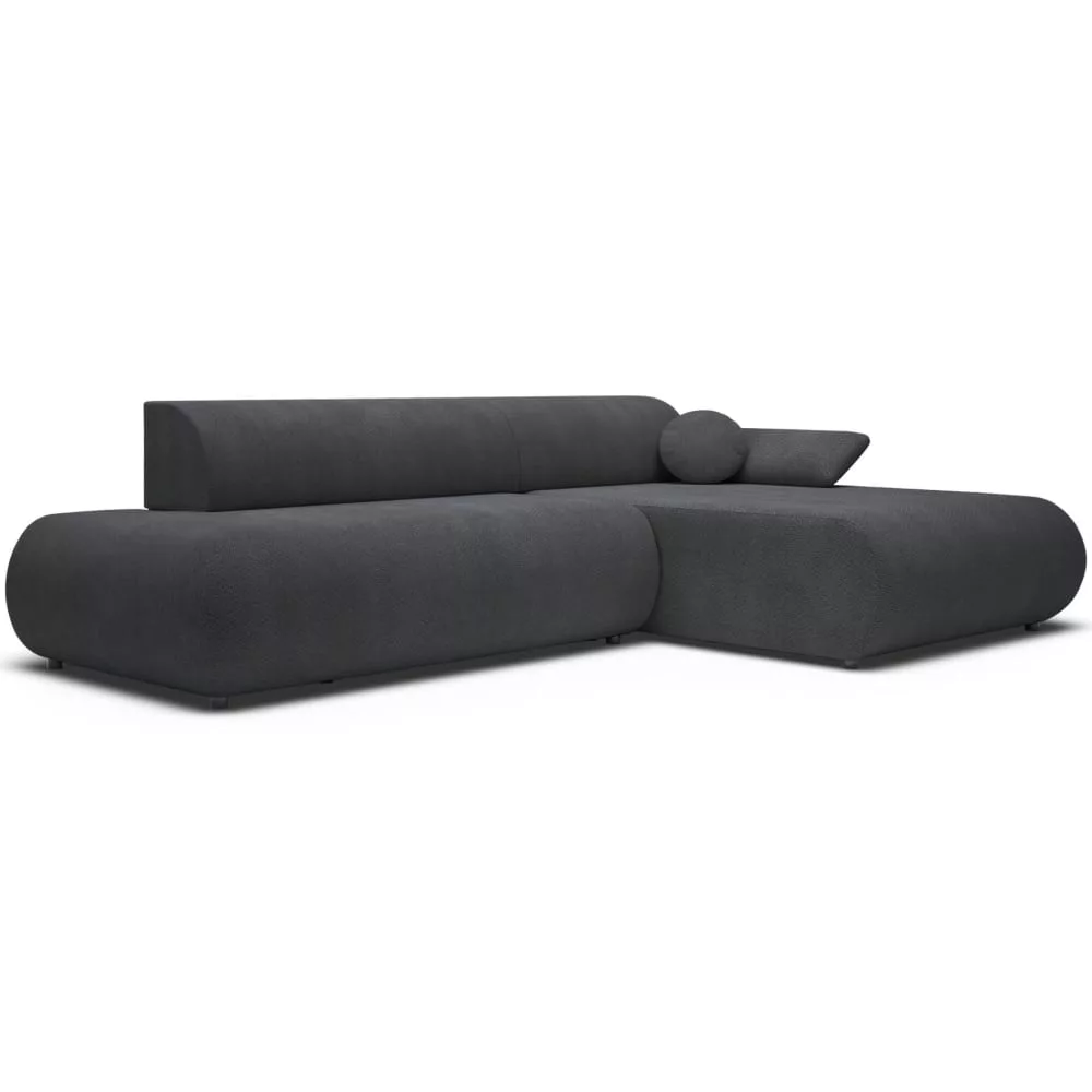 Canapé d'angle convertible, chenille, angle à graphite