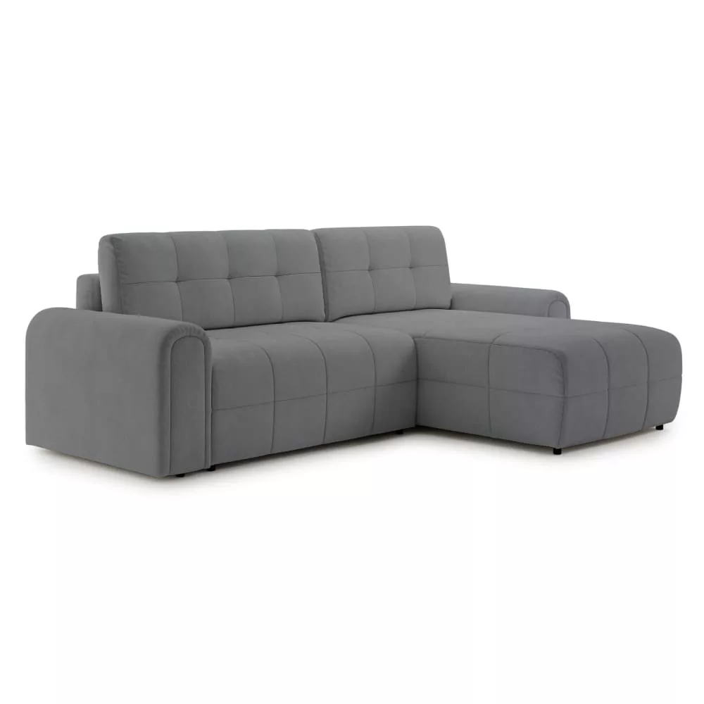 Canapé d’angle convertible avec coffre, en chenille