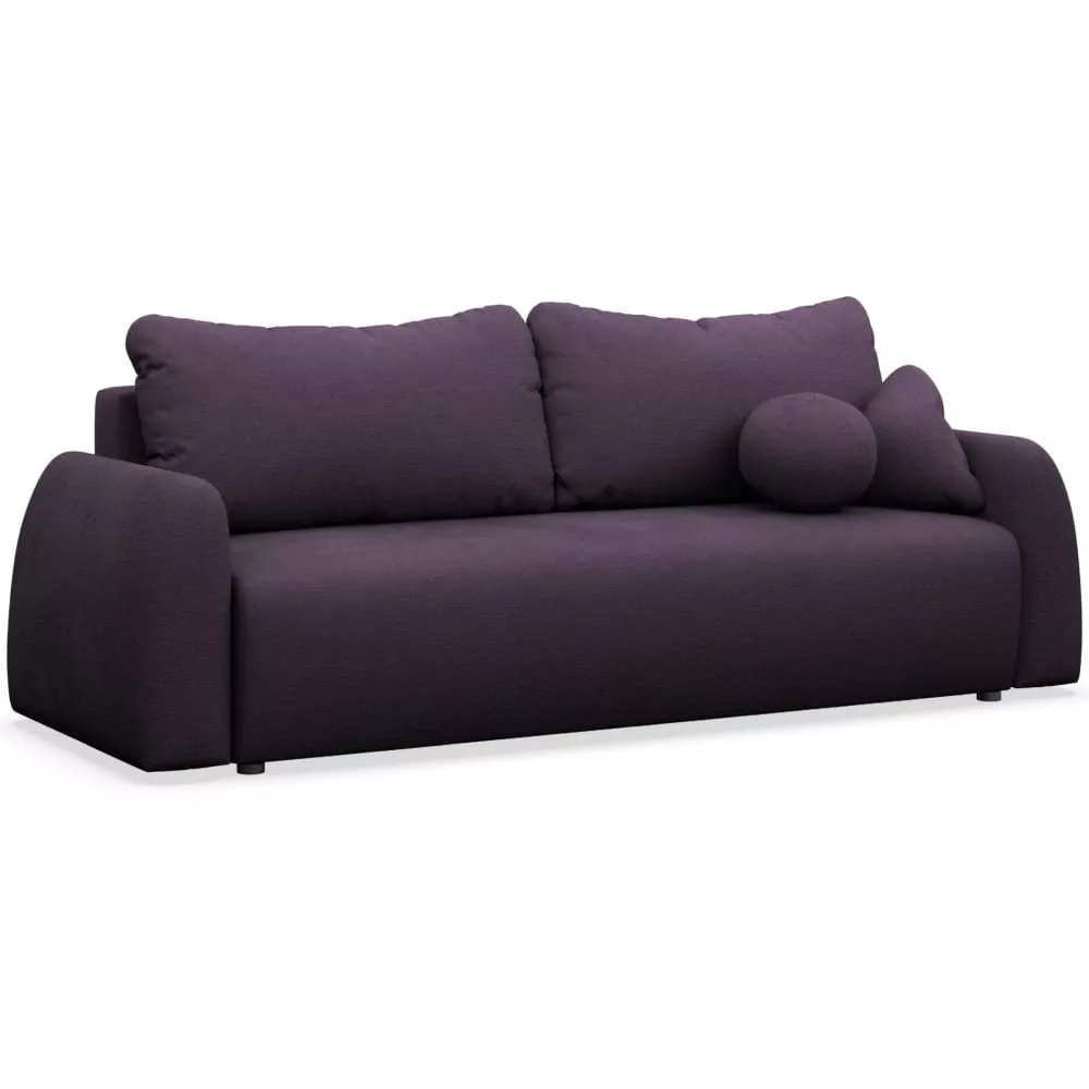 Canapé 3 places convertible en tissu chenille pourpre