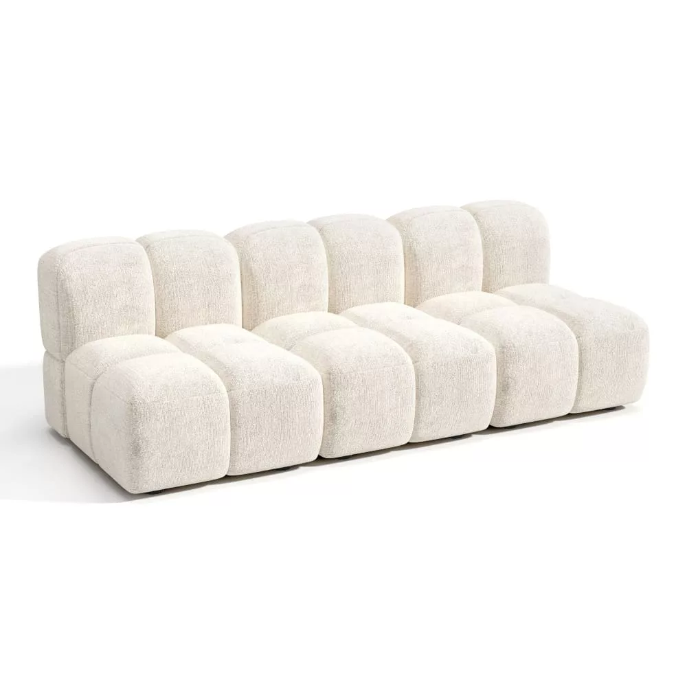 Canapé modulable 5 places en velours texturé