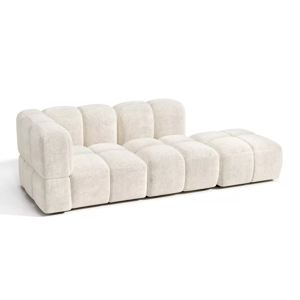 Canapé modulable 5 places en velours texturé