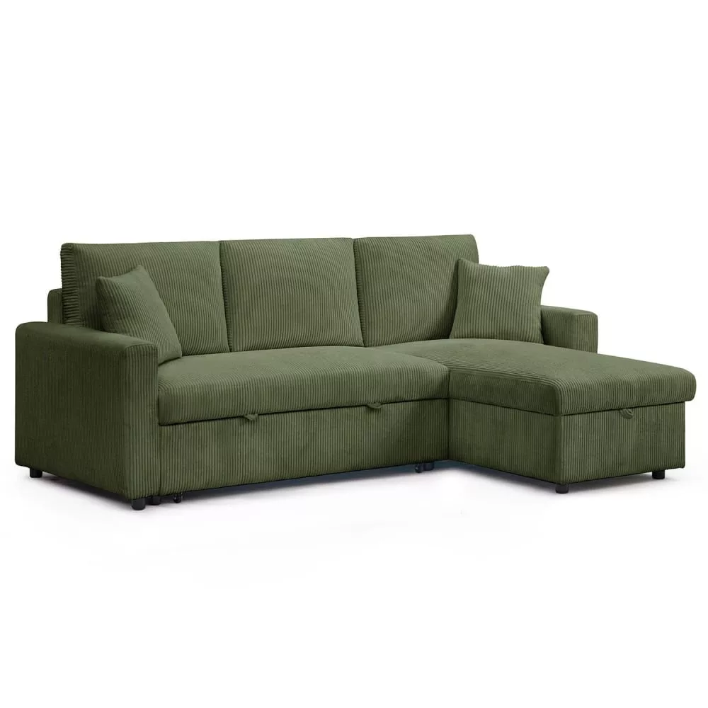 Canapé d'angle convertible avec coffre de rangement réversible velours