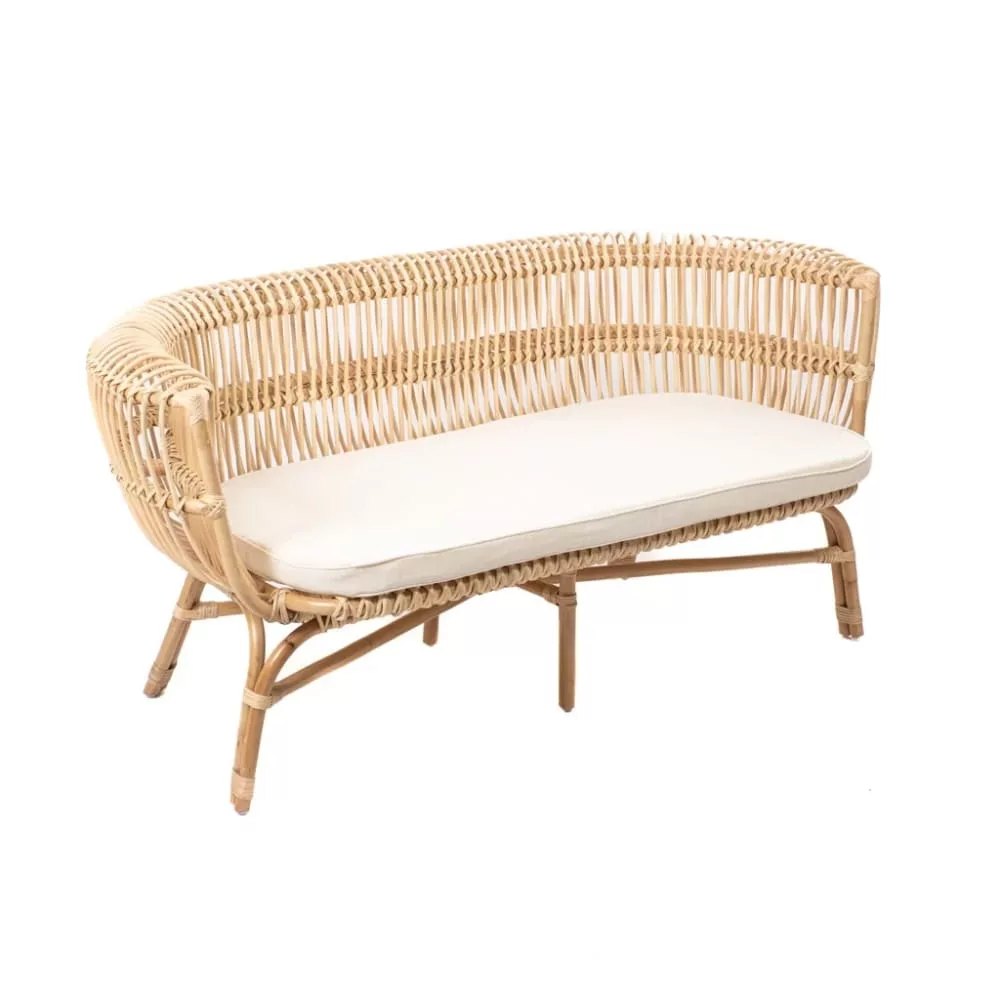Banquette en rotin avec coussin