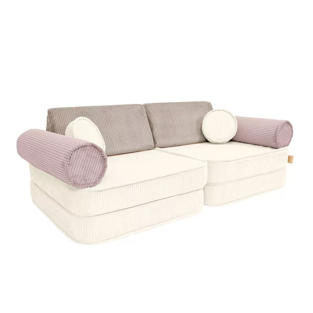 Canapé enfant modulable 160 cm velours latte 8 pcs