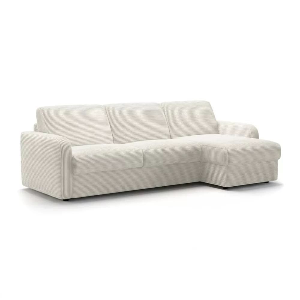 Canapé d'angle convertible en velours, matelas Clint
