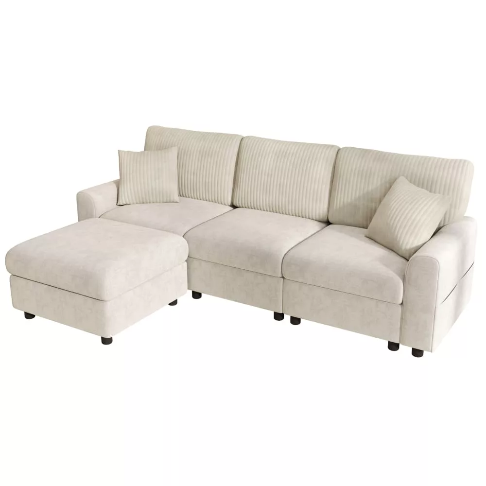 Canapé moderne, usb, type-c, pouf et 2 coussins