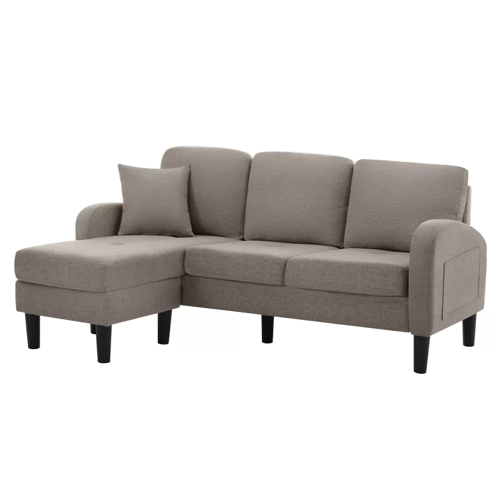 Canapé d’angle modulable en velours polyester antique