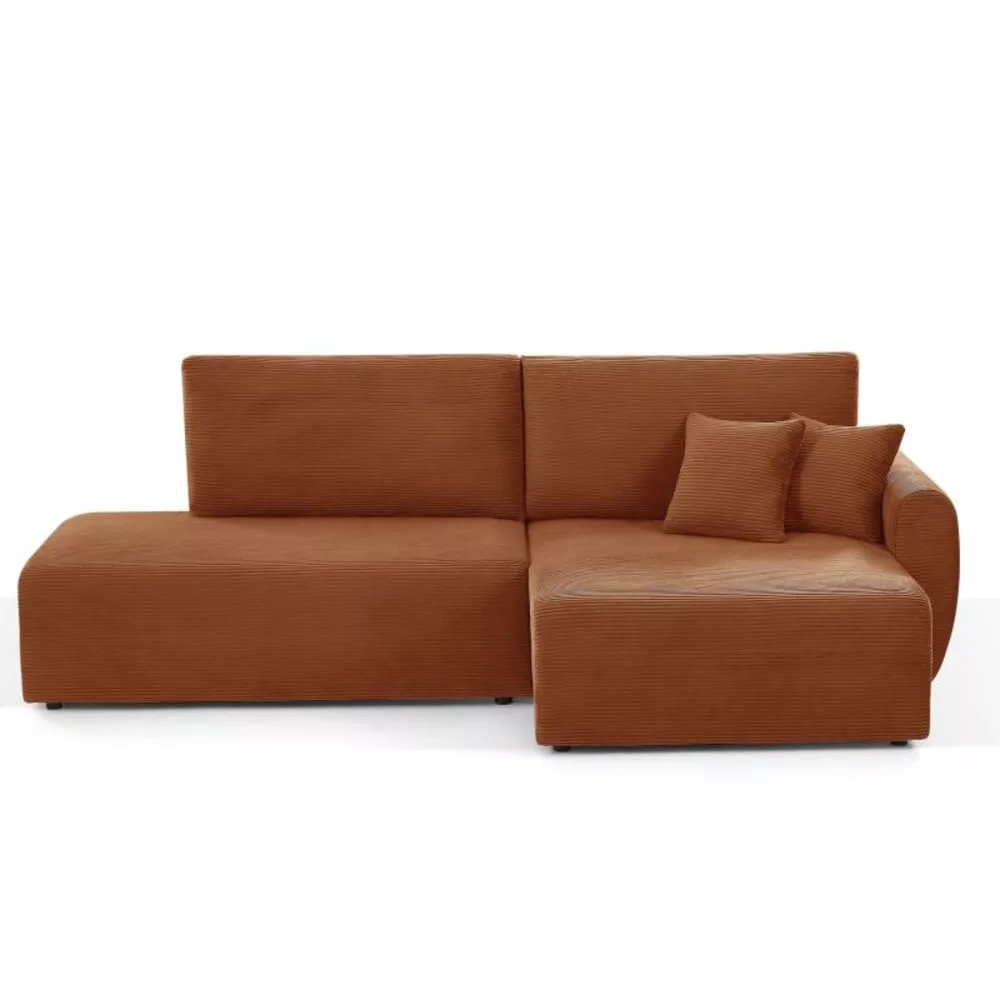 Canapé d'angle ouvert convertible velours 4 places
