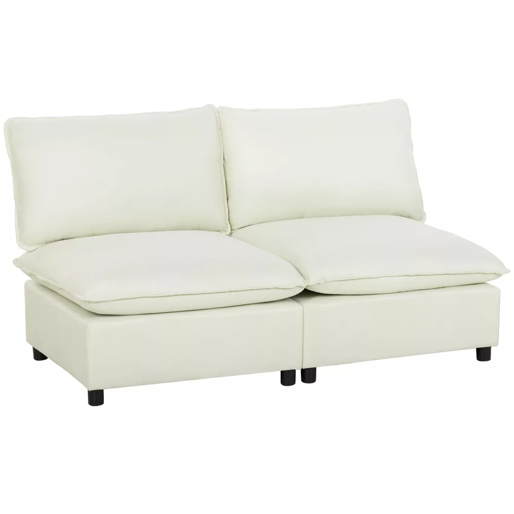Canapé 2 places modulable sans accoudoirs avec assise large lin