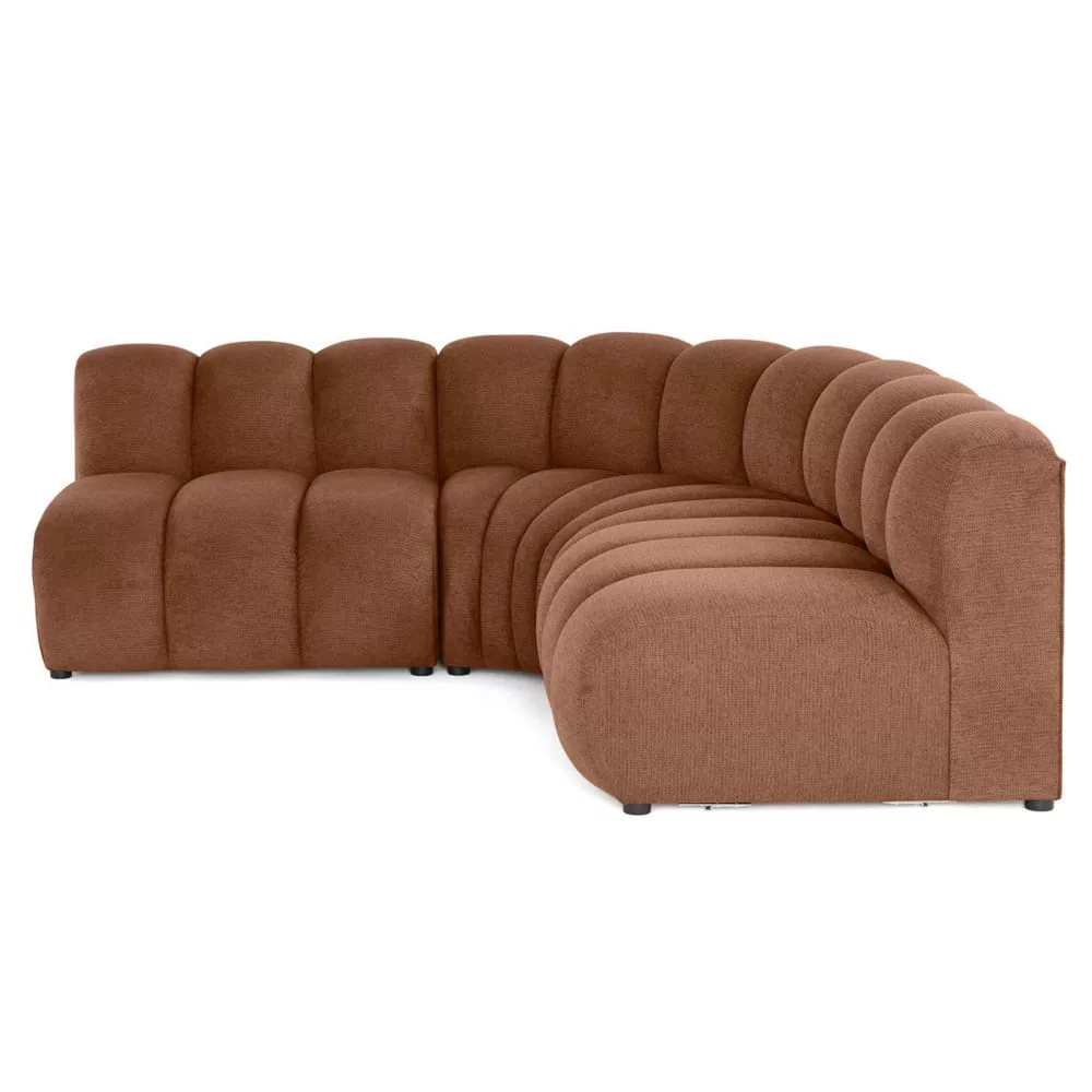 Canapé modulable d'angle réversible 4 places en tissu texturé