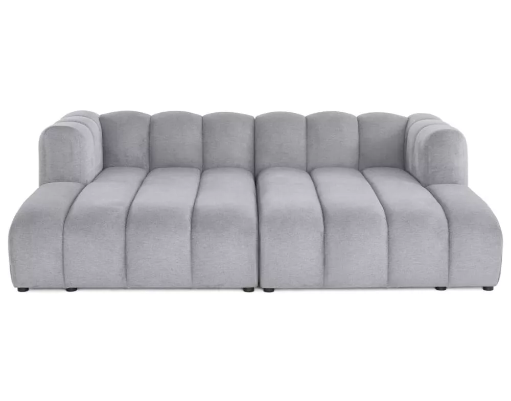 Canapé modulable 3 places double méridienne en tissu texturé