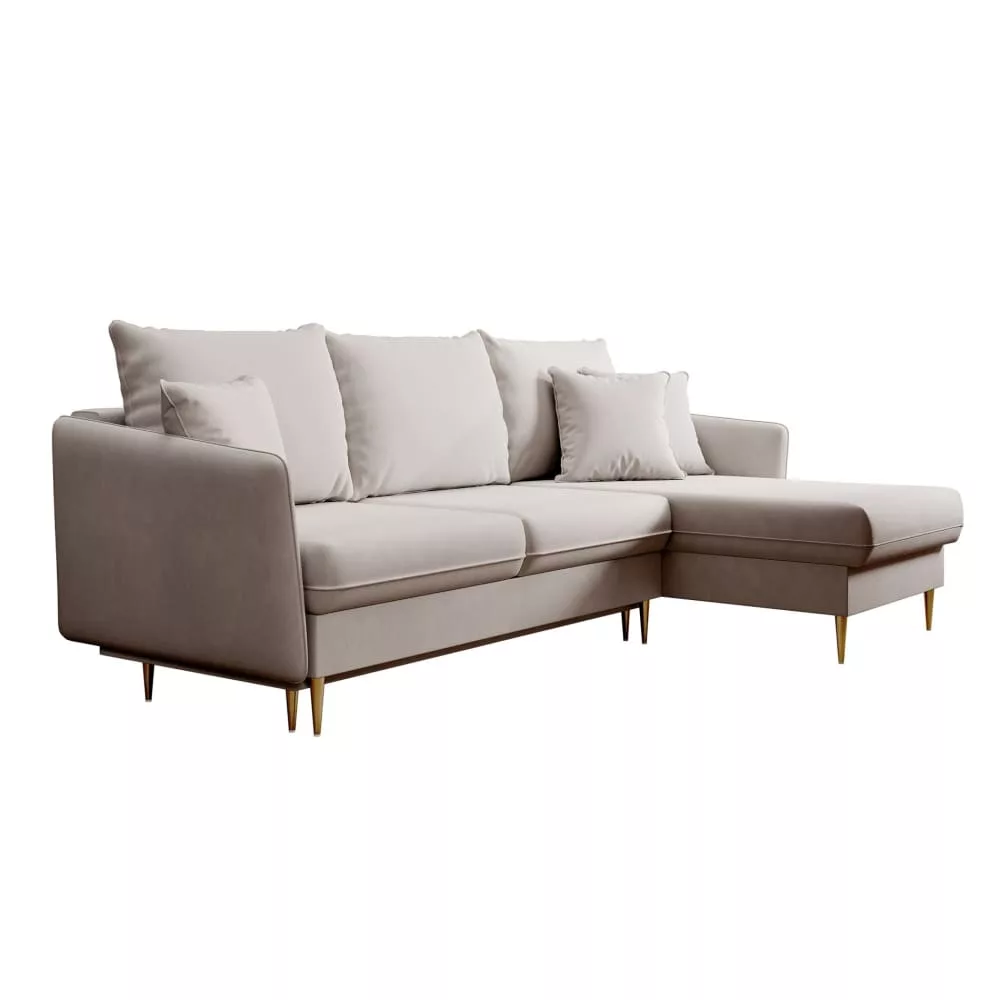Canapé d'angle convertible, velours déperlant