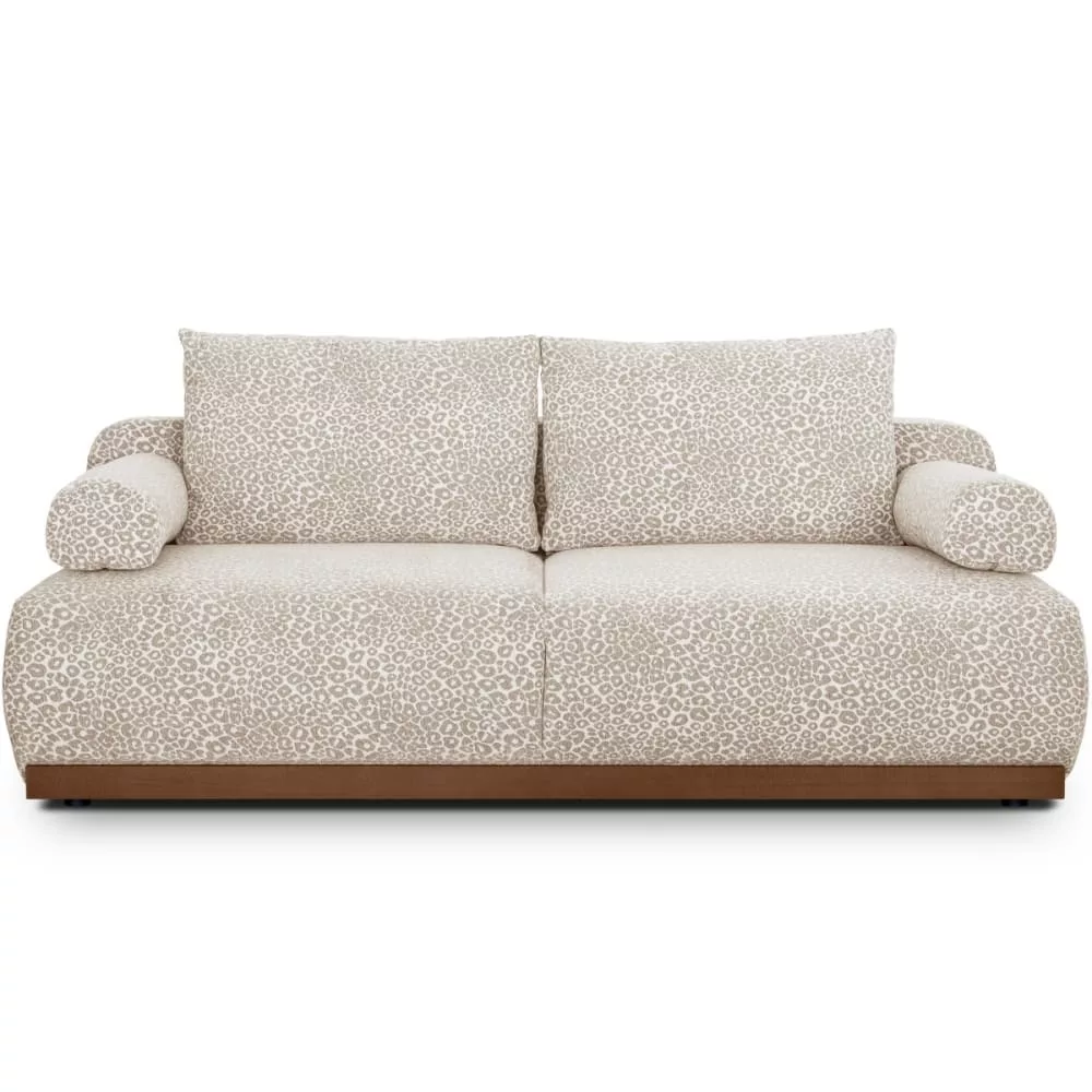 Canapé convertible ouverture rapide 3 places en tissu chenille léopard