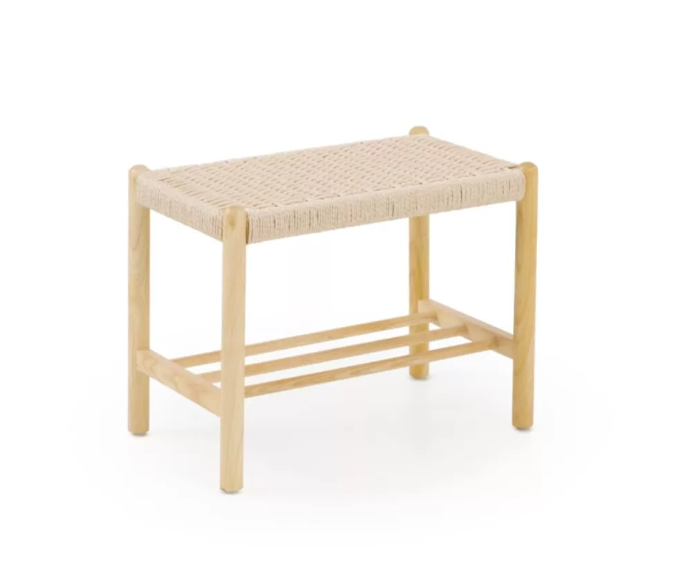 Banquette en bois de frêne avec assise tressée