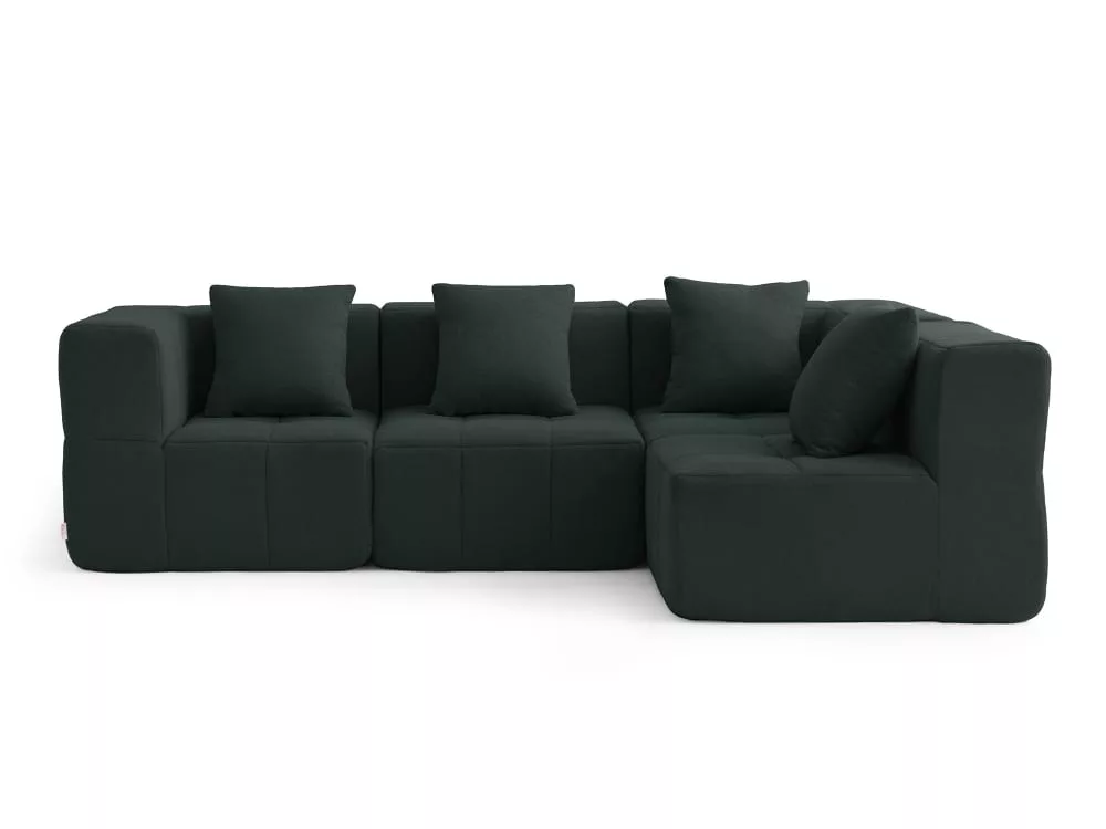 Canapé d'angle modulaire 4 places Tissu fine bouclette foret
