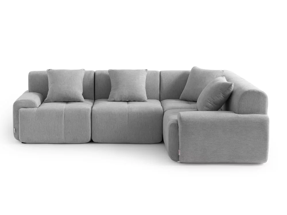 Canapé d'angle modulaire 4 places Tissu chenille minéral