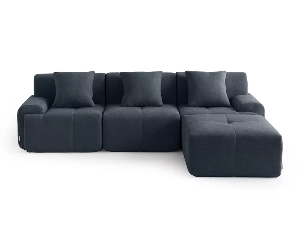 Canapé d'angle 3 places avec méridienne Tissu chenille