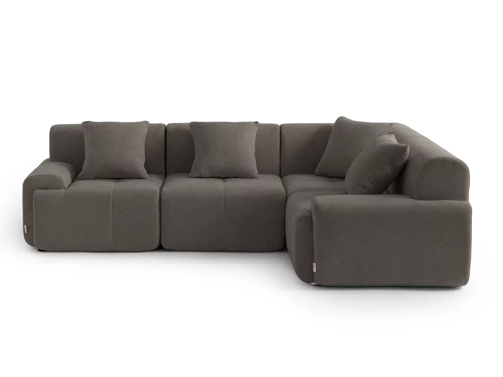 Canapé d'angle modulaire 4 places Tissu chenille cendré