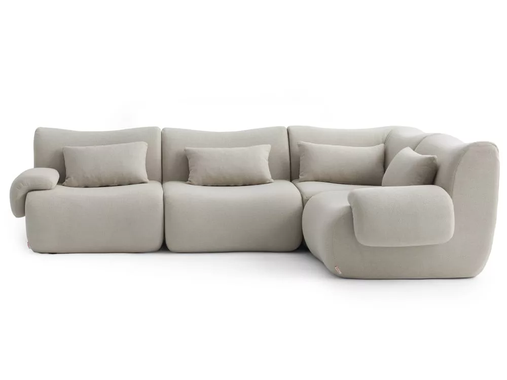 Canapé d'angle modulaire 4 places Tissu fine bouclette pierre
