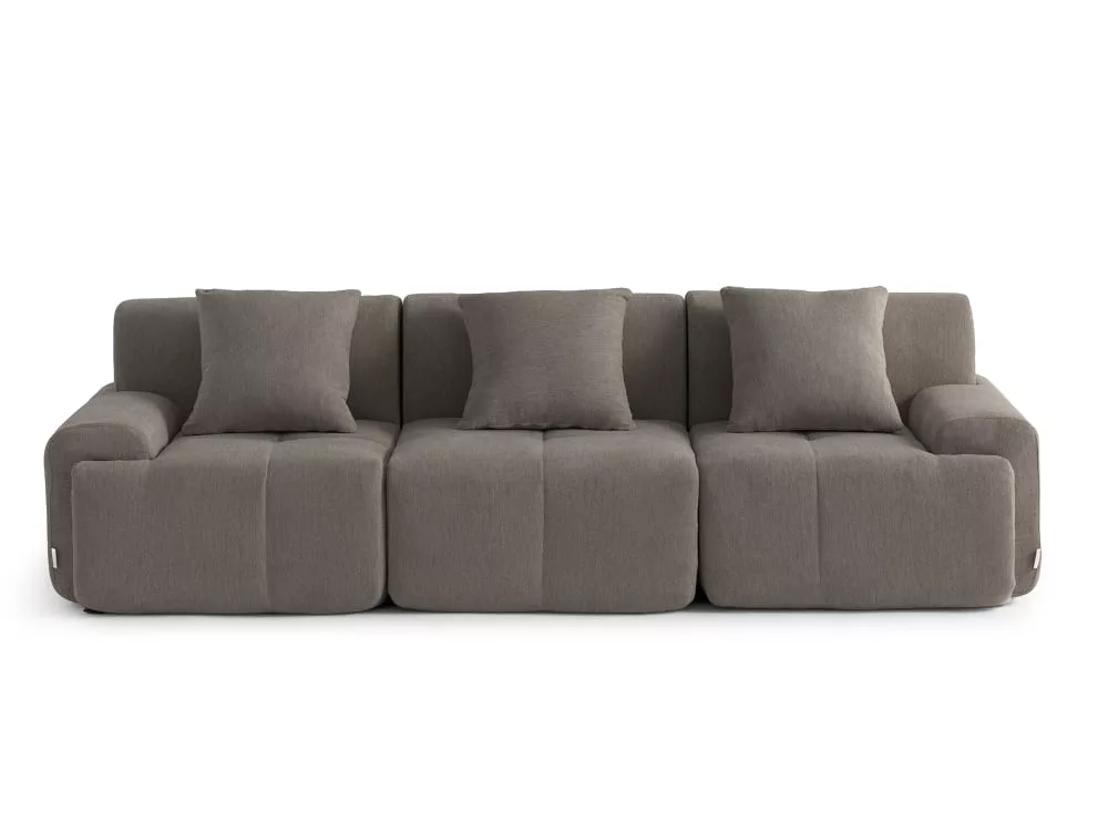 Canapé modulaire 3 places Tissu chenille cendré