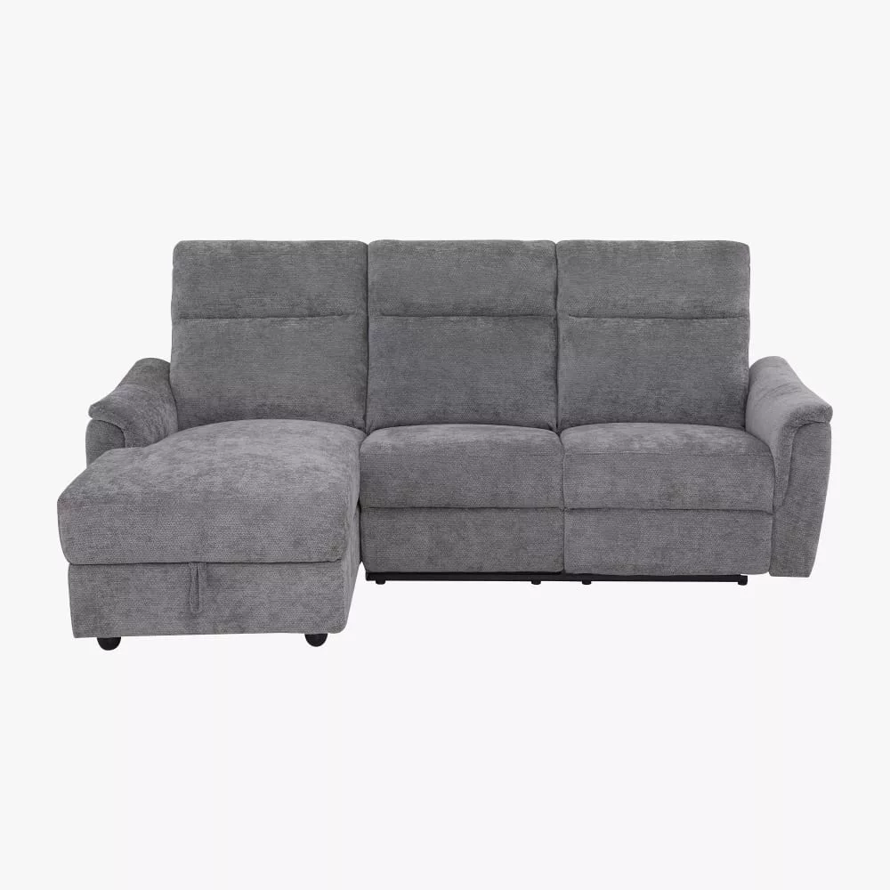 Canapé d'angle relax électrique avec coffre en tissu – angle Orion
