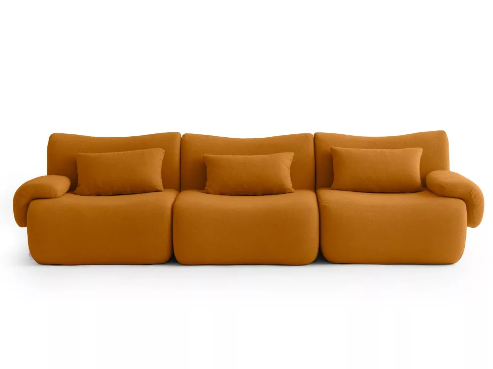 Canapé modulaire 3 places Tissu fine bouclette cannelle
