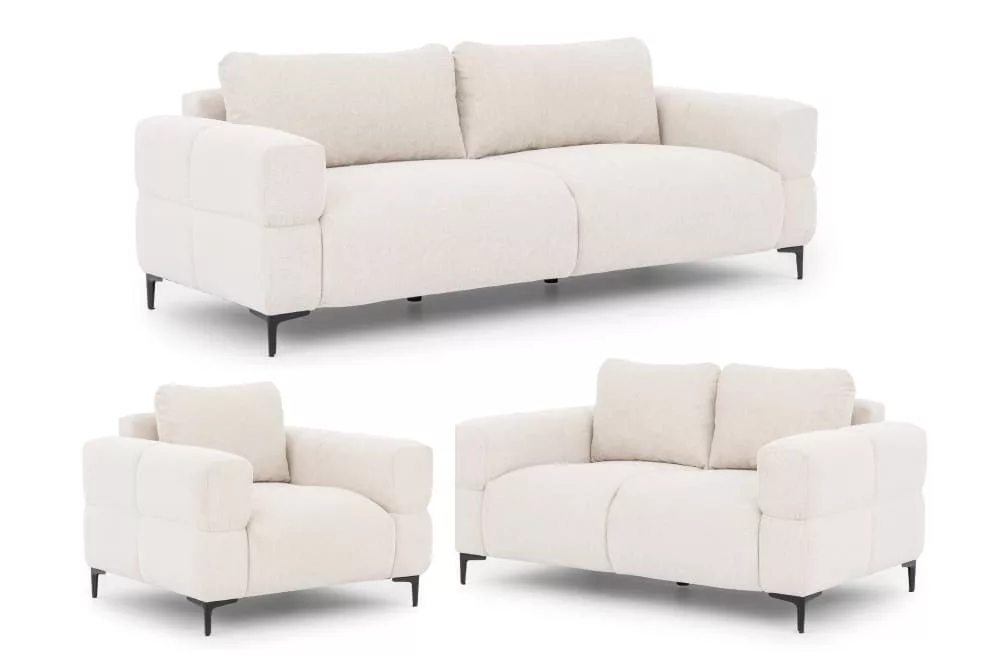 Ensemble de canapé 3+2+1 en tissu structuré