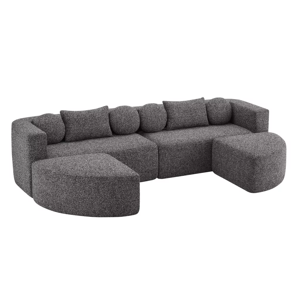 Canapé modulable avec fonction lit, chenille sans montage
