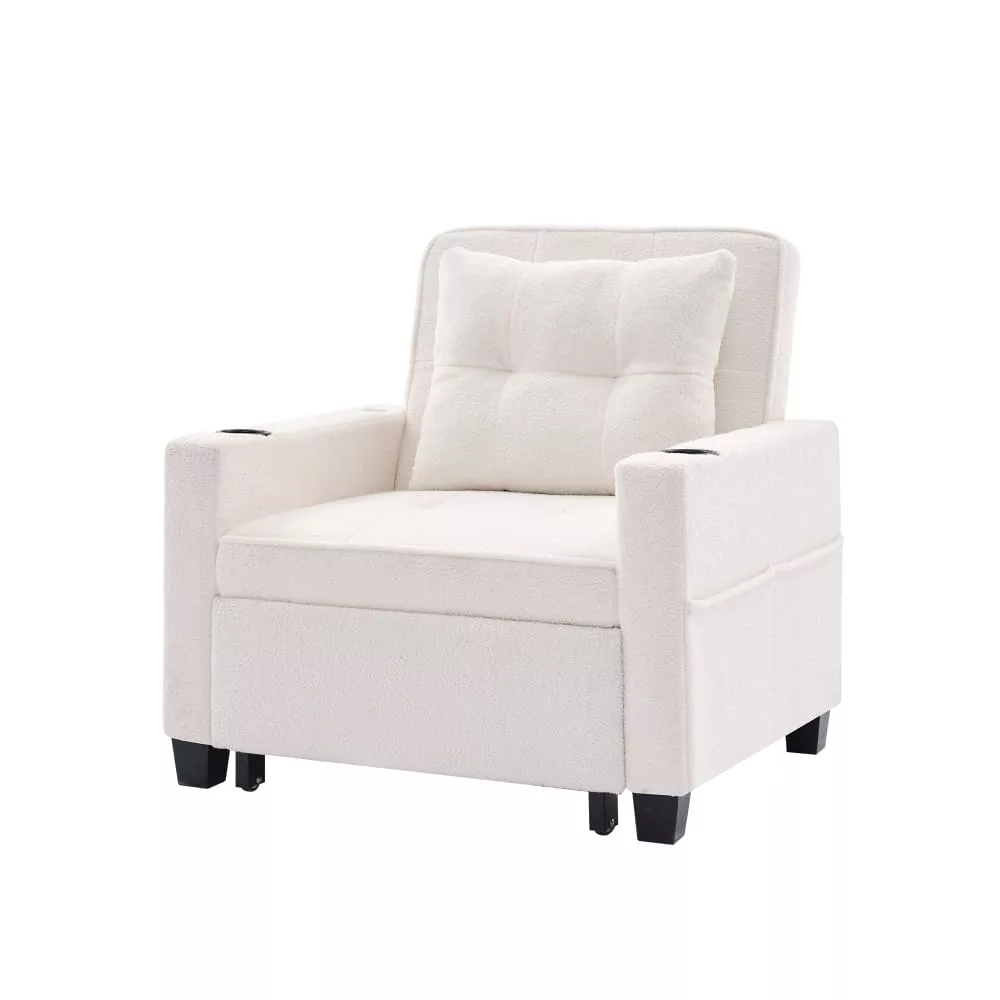 Canapé convertible en métal avec usb et porte-gobelets