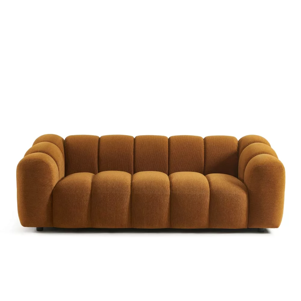 Canapé 3 places tissu tweed bronze