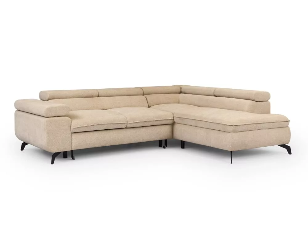 Canapé d’angle convertible, tissu chenille avec appuie-têtes réglables
