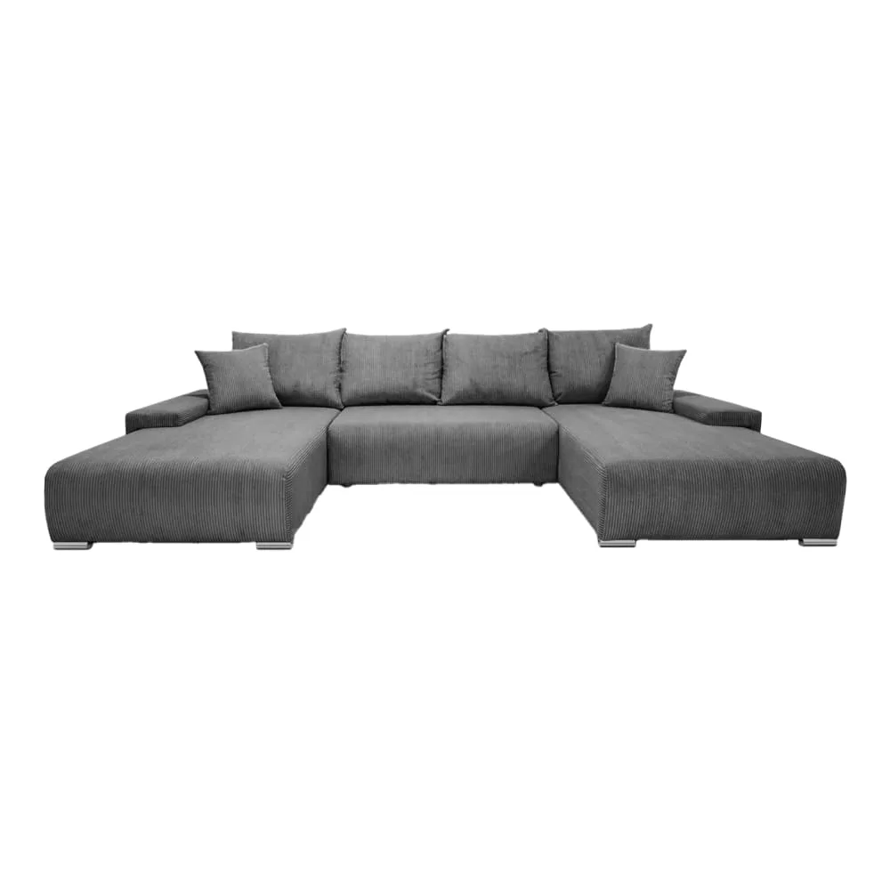 Canapé d'angle avec revêtement en velours, 5 places