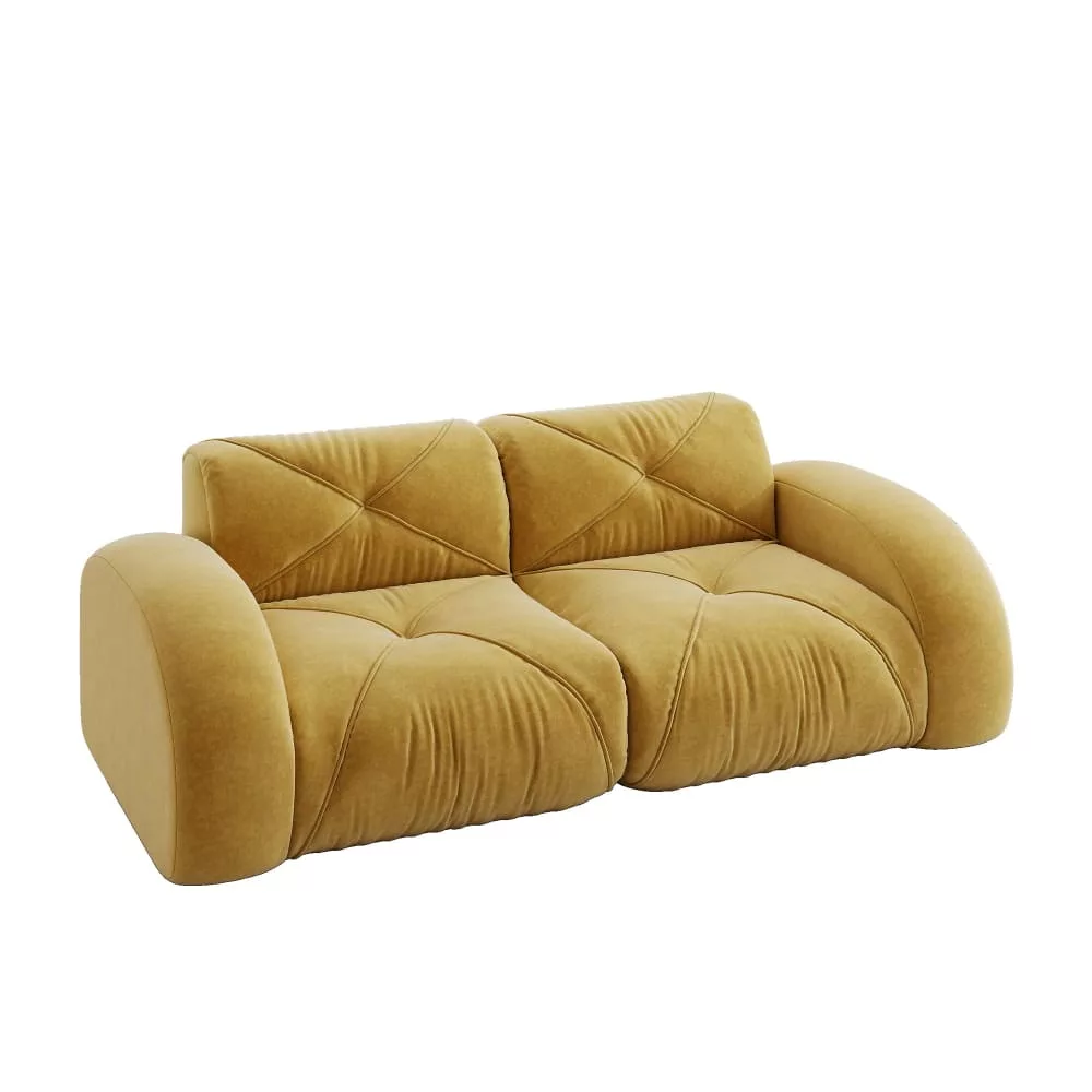 Canapé 2 places tissu chenille moutard design articulé